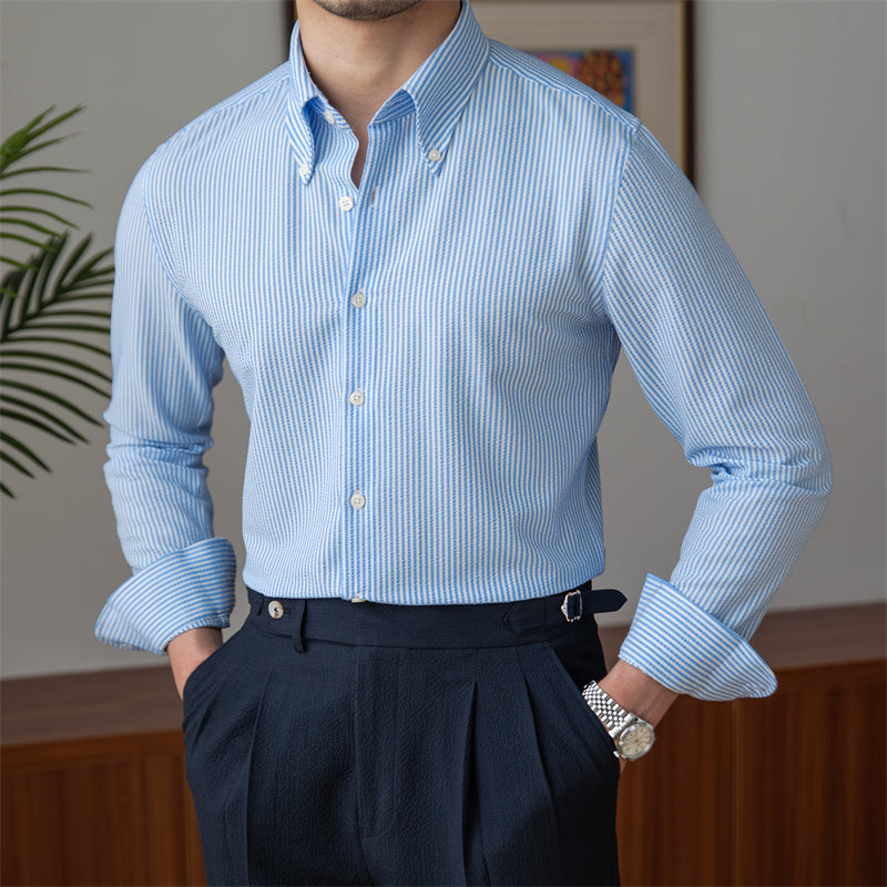 Thin Striped Long-sleeved Shirt For Casual Commuting