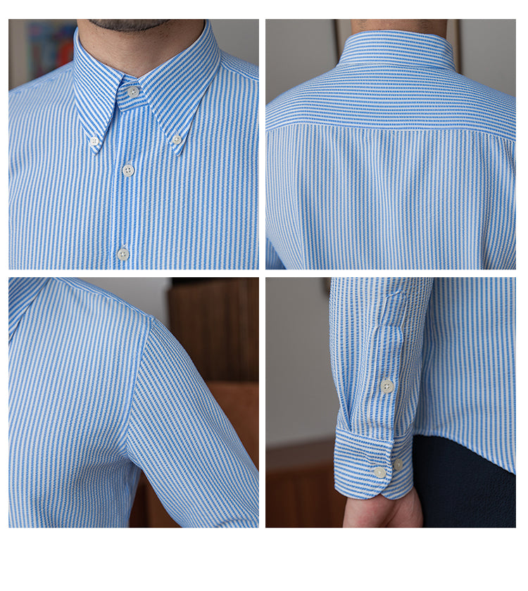 Thin Striped Long-sleeved Shirt For Casual Commuting