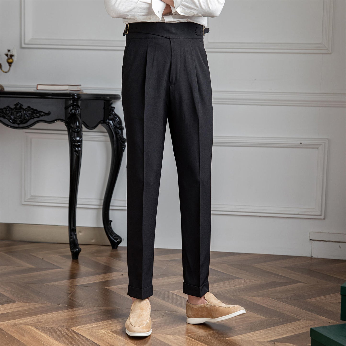 Thin High-waisted Straight-leg Pants With A Casual Drape