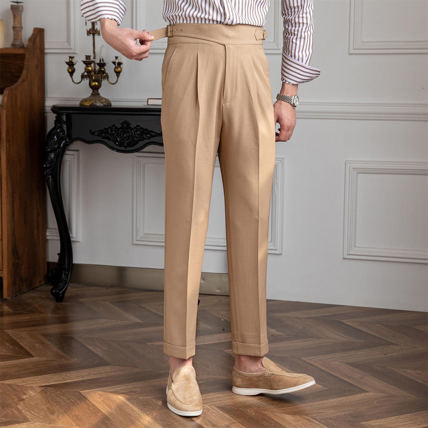 Thin High-waisted Straight-leg Pants With A Casual Drape