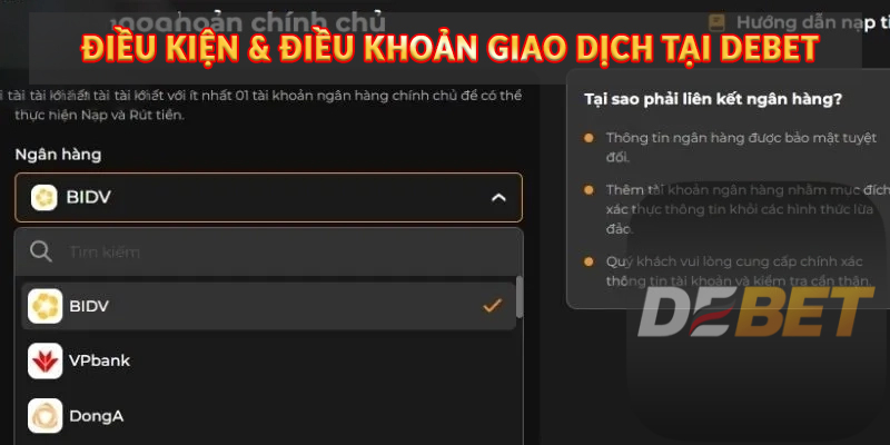 Giới thiệu điều khoản & điều kiện Debet 2 Điều kiện & điều khoản giao dịch tại Debet